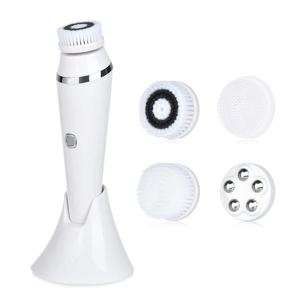 Escova Elétrica de Limpeza Facial 4 em 1, à prova d'água, massageador facial