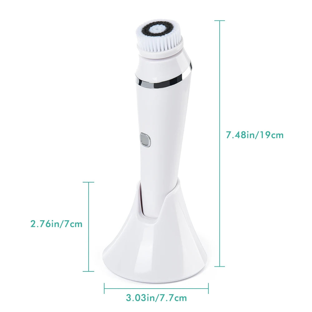 Escova Elétrica de Limpeza Facial 4 em 1, à prova d'água, massageador facial