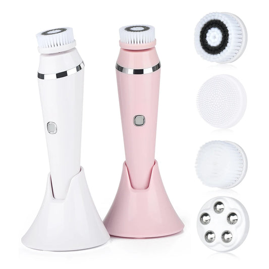 Escova Elétrica de Limpeza Facial 4 em 1, à prova d'água, massageador facial