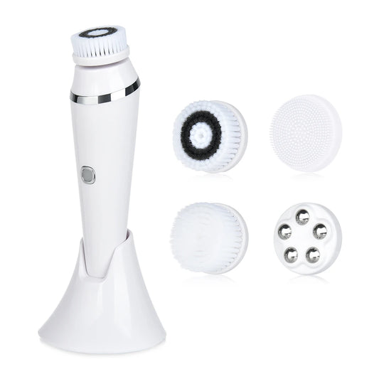 Escova Elétrica de Limpeza Facial 4 em 1, à prova d'água, massageador facial